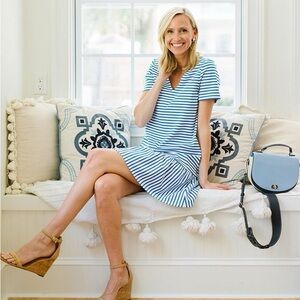 Draper James Sky Blue and White Mini Dress